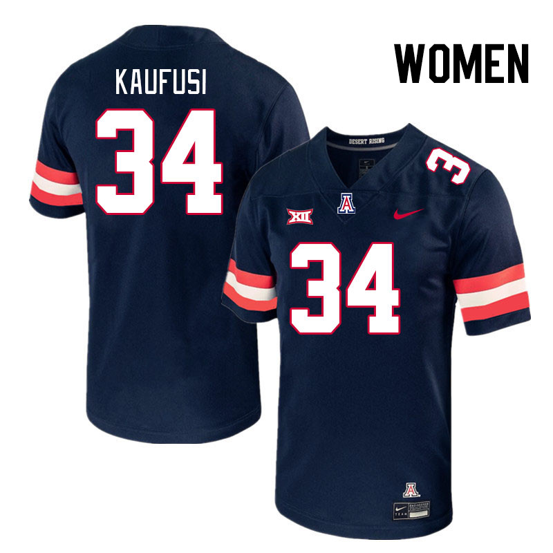 Women #34 Ammon Kaufusi Arizona Wildcats Big 12 Conference College Football Jerseys Stitched-Navy